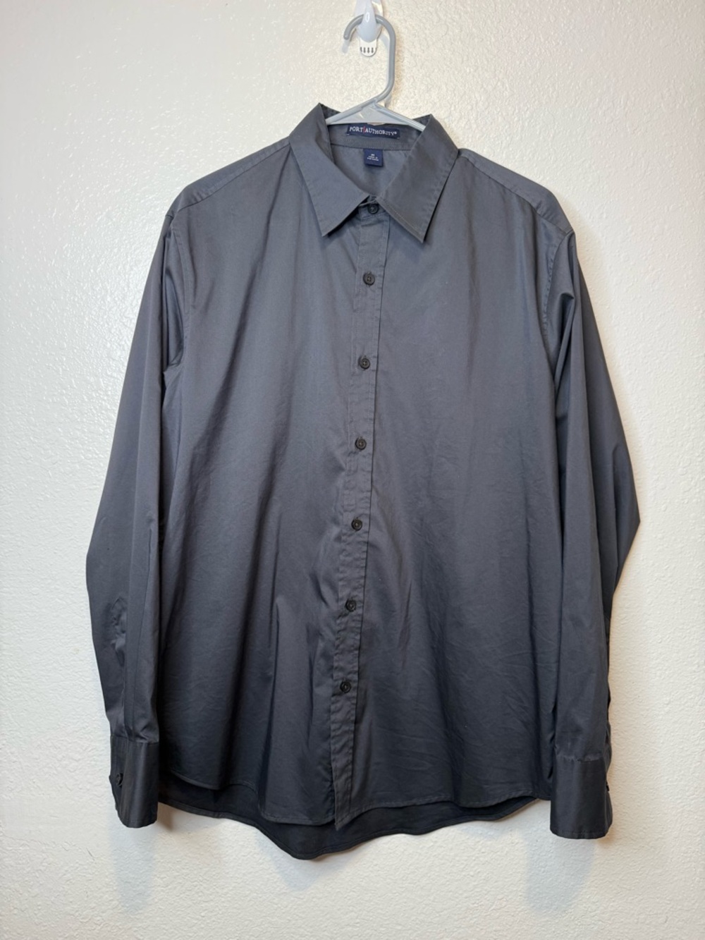 Port Authority Dark Gray Men’s Button Up Collard Shirt Long Sleeve Size Medium